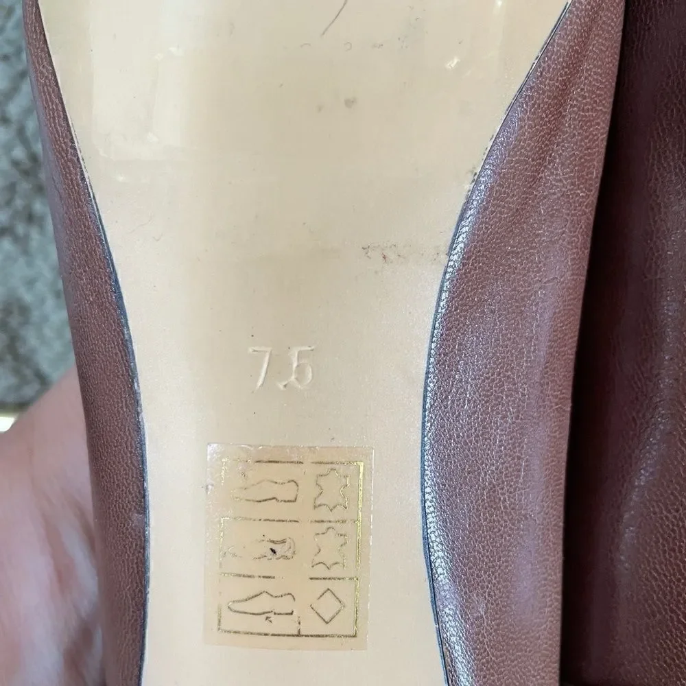 Jeffrey Campbell Daffy Kiltie Ballet Flats Shoes Size 7.5 Luggage Brown Leather
